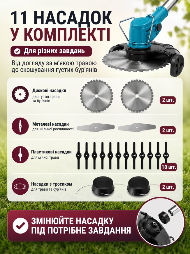 Акумуляторний садовий тример для догляду за травою фото